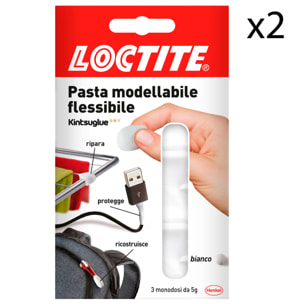 2x Loctite Kintsuglue Pasta Modellabile Flessibile Bianca - 2 Confezioni con 3 Applicazioni Monouso