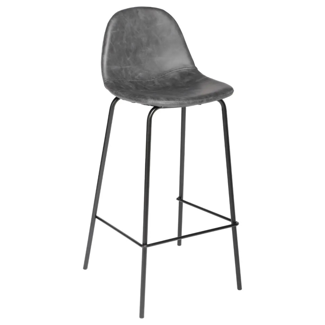 Lot de 2 tabourets de bar "Vladi" gris effet cuir