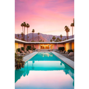 Tableau design piscine au sunset californien  Toile imprimée