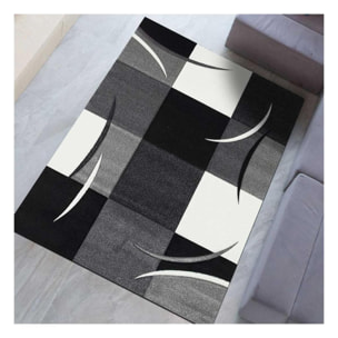 tapis salon 120x170 tissé gris rectangle motif géométrique DIAVIRGULE