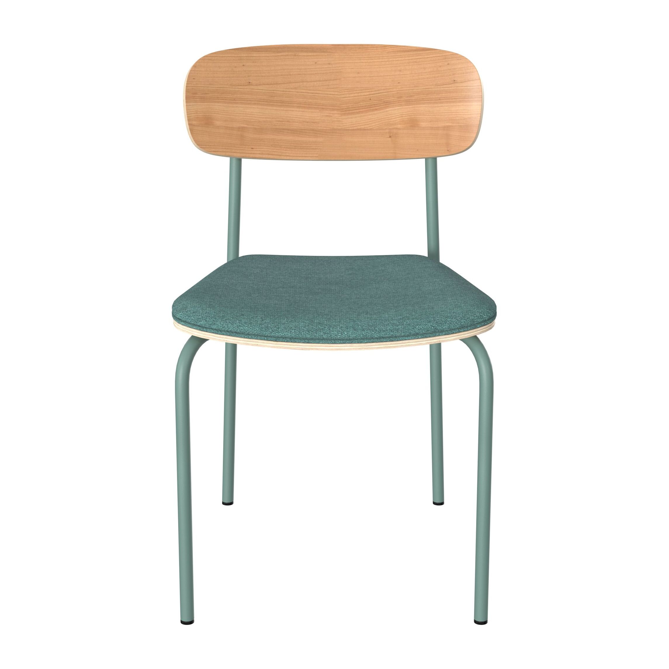Lot de 2 chaises en bois clair et tissu bleu canard - Alba