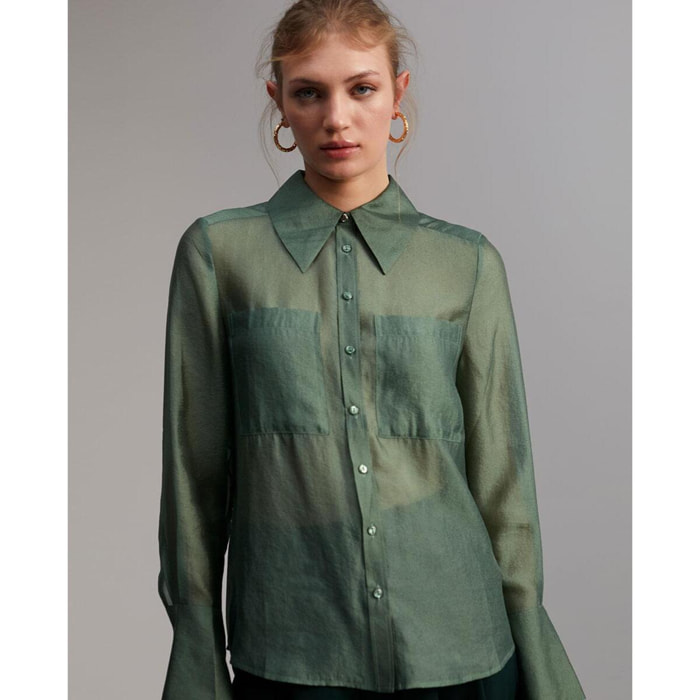 Camicia effetto organza semitrasparente
