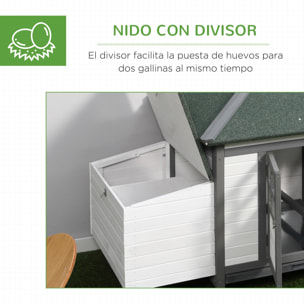 Gallinero de Madera Jaula con Caja Nido y Espacio para Correr 196x76x97 cm Gris