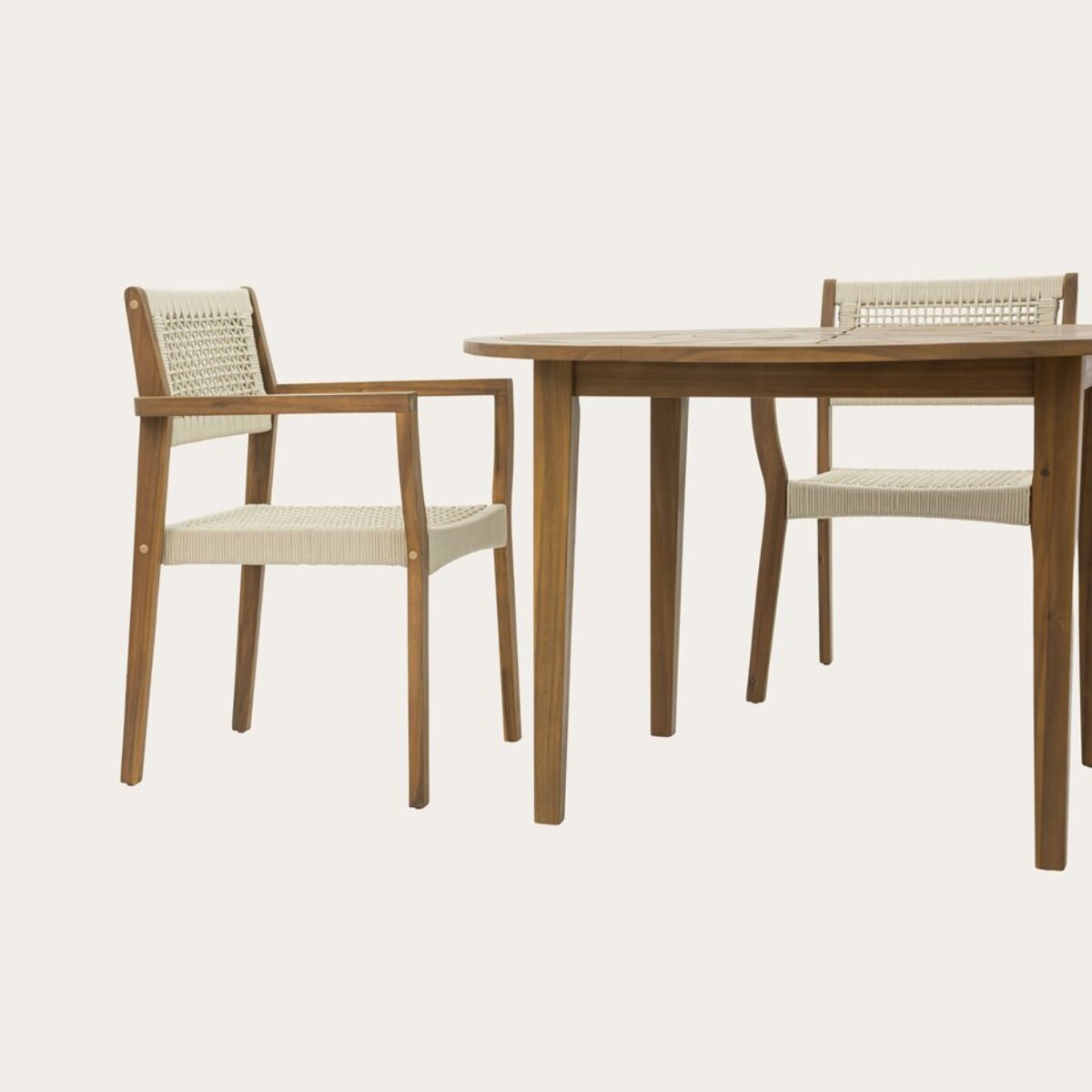 Ensemble de table et chaises de jardin Nera-tina -bois massif d'acacia-couleur naturel 120 x 75 x 120 cm