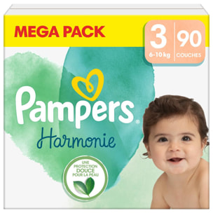 90 Couches Harmonie Taille 3, 6kg - 10kg, Pampers