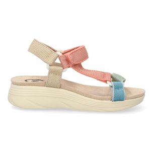 Sandalia plana de mujer, diseño comodo con cierre de cierre autoadherente, estilo elegante con tiras cruzadas