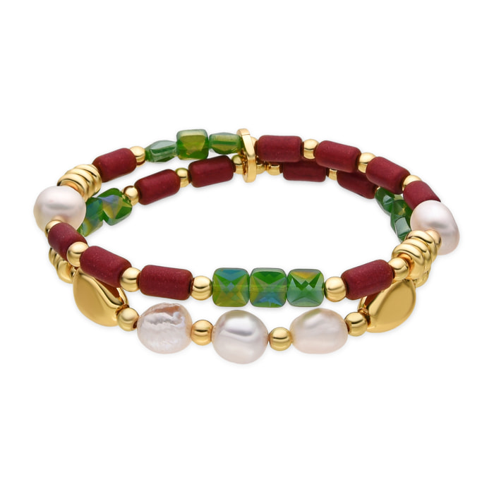 Pulsera con Perla Blanca acabado oro 18k
