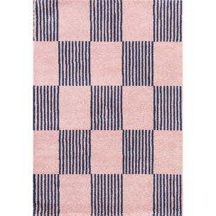 GROOVY - Tapis rétro coloré style seventies - Confortable et moelleux - Bleu