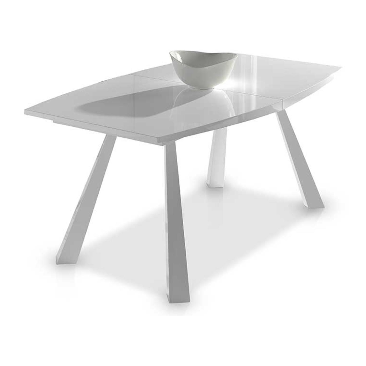 Mesa de comedor extensible SIROCCO - blanco y blanco - 180/230x95x76,5cm