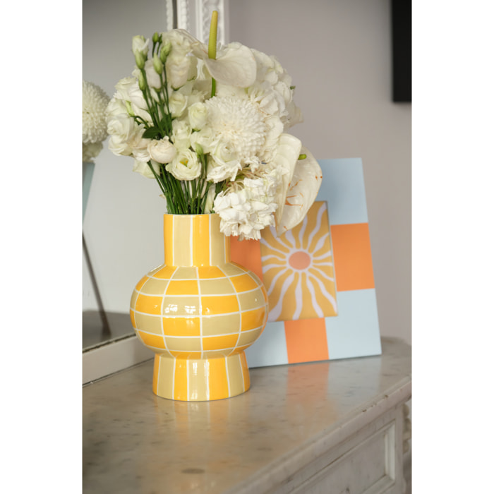 Vase céramique motif damier Louvre