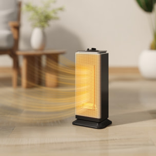 Calefactor Eléctrico Bajo Consumo Cerámico, 2000W PTC, con 3 Modos, Termostato Regulable, Oscilación de 55°, Protección contra Vuelcos y Sobrecalentamiento para 15㎡ en Dormitorio, Negro