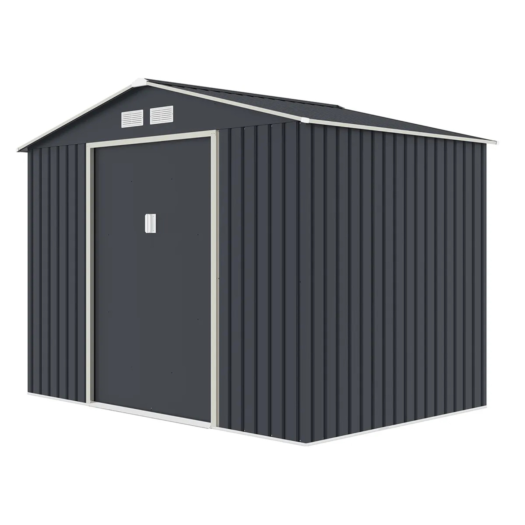 Abri de jardin métal anthracite 4,83 m² + kit d'ancrage