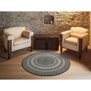 Alfombra de exterior-interior Silvana Negro, 120Ø cm