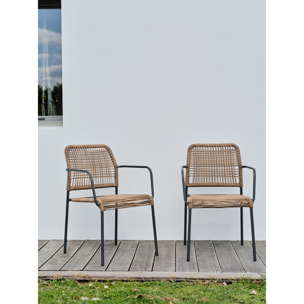 MARCEAU - Lot de 2 fauteuils de jardin en corde et acier