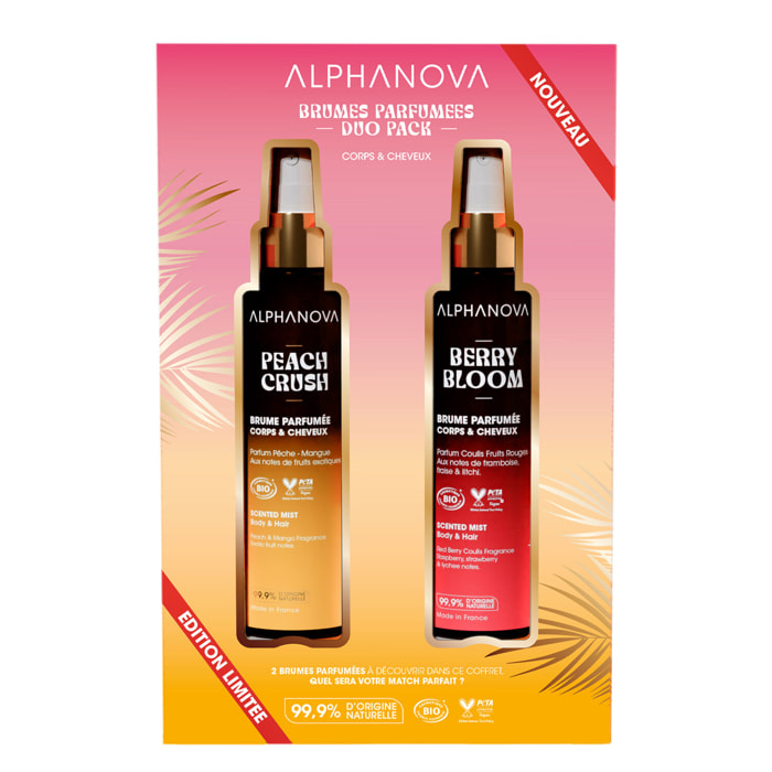 Peach Crush & Berry Bloom - Coffret Brume Parfumée Corps & Cheveux 2x100 ml