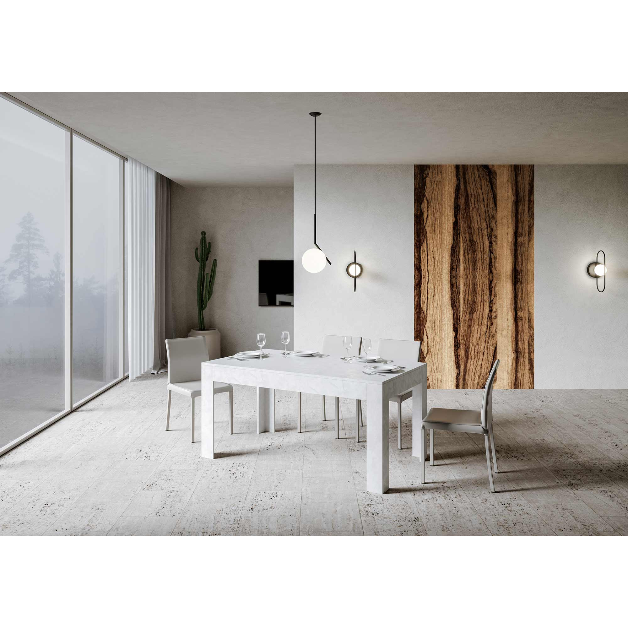 Tavolo allungabile 90x160/220 cm Bibi Bianco Spatolato