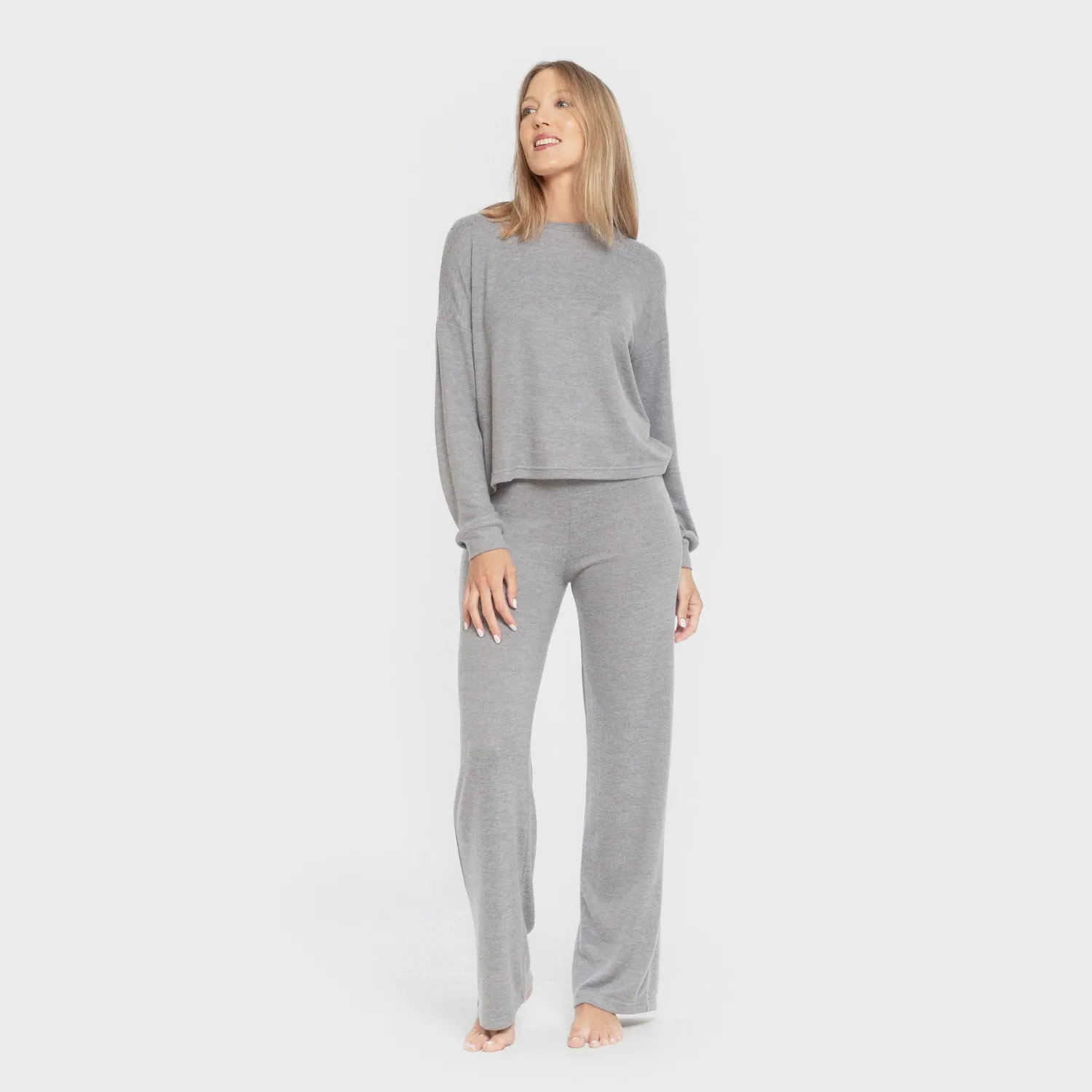 Pijama angorina liso gris mezcliyado