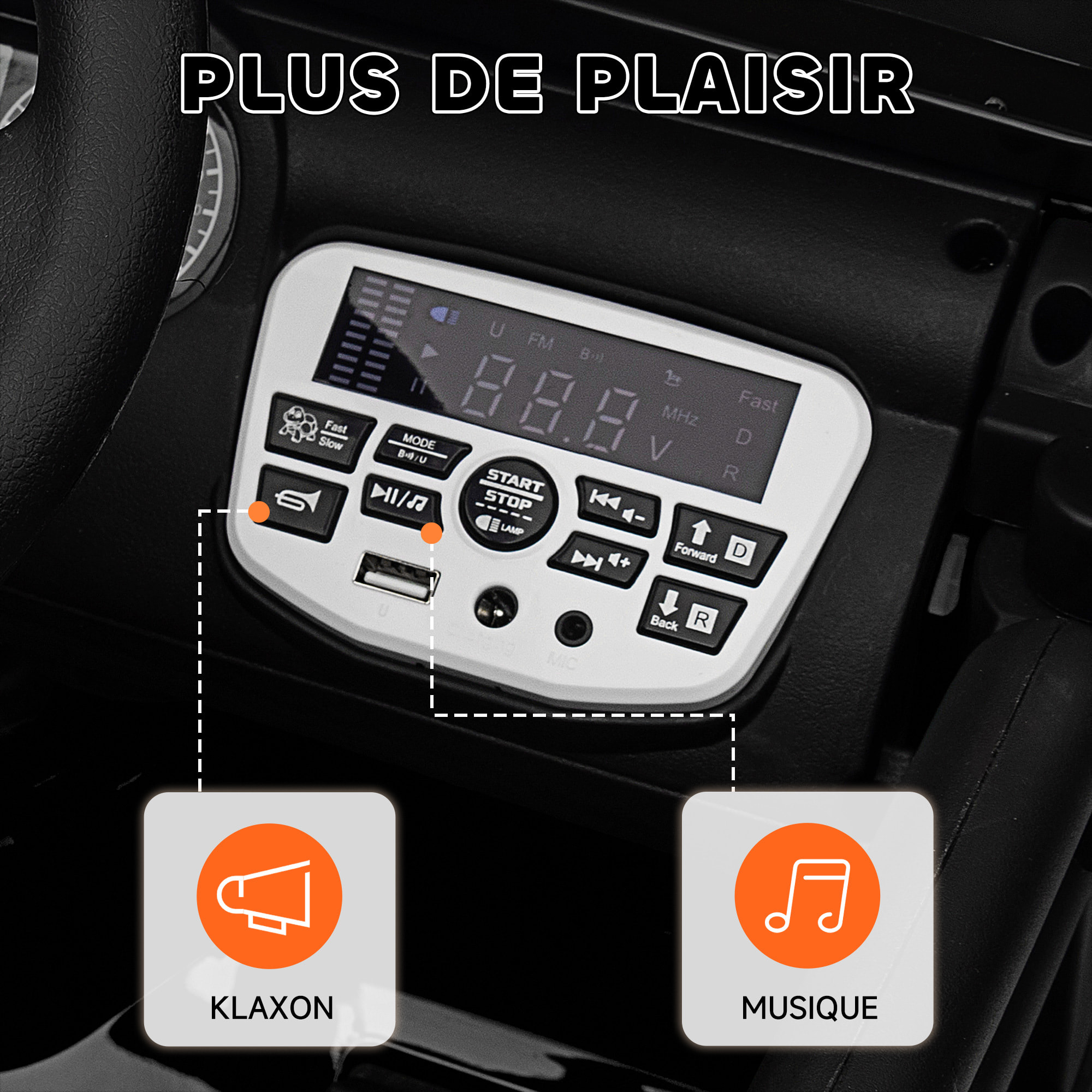 Voiture 4x4 électrique enfant 2 moteurs 12V 3 vitesses télécommande noir