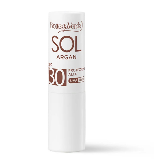 SOL Argan - Stick solar labial - nutritivo y protector - con aceite de Argán y Vitamina E - protección alta SPF30 (5,5 ml) resistente al agua