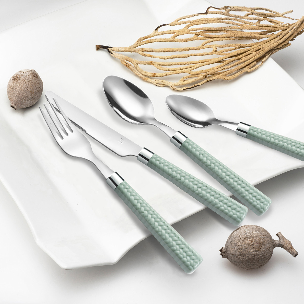 Tresse Vert d'eau - Ménagère 48 pièces