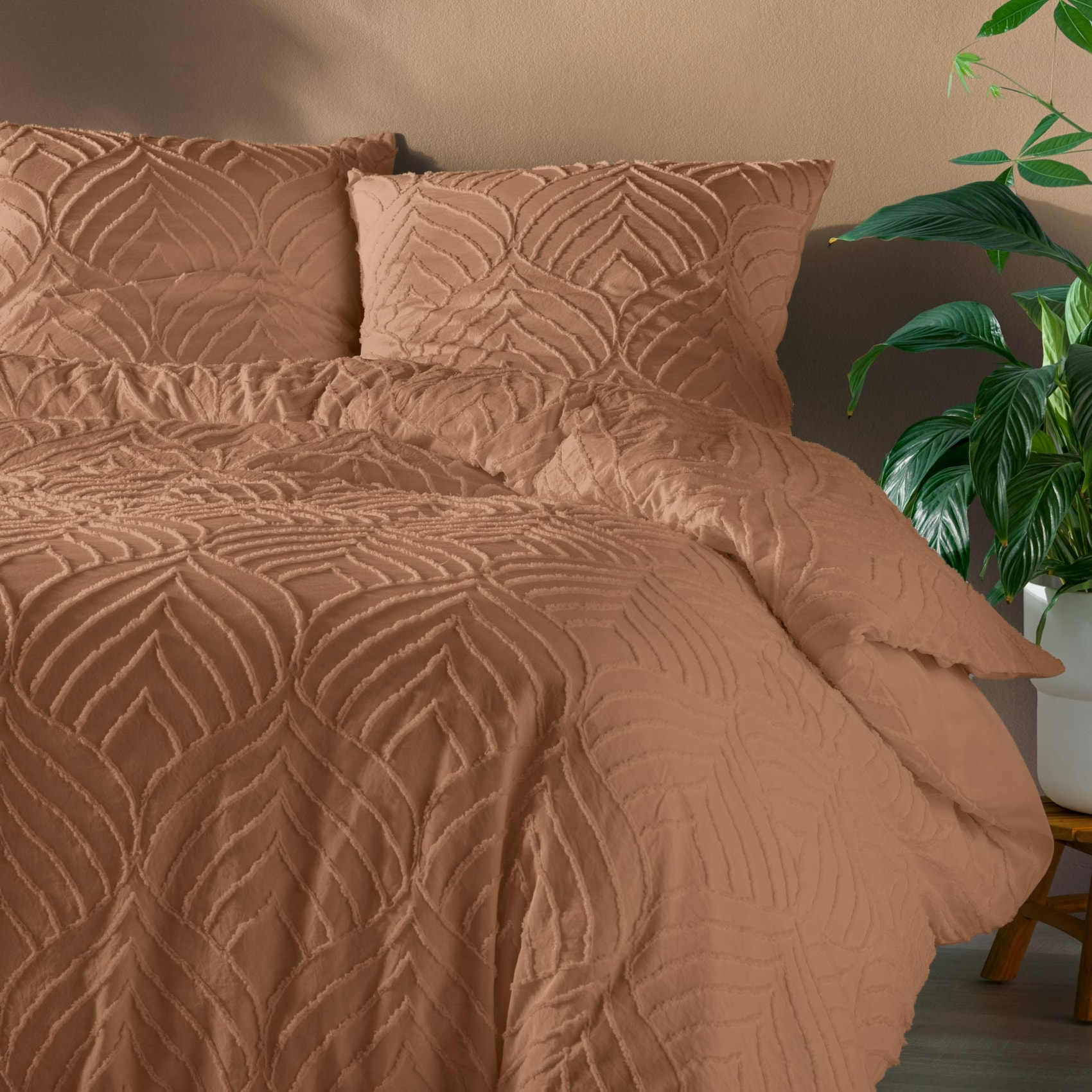 Parure de lit 3 pièces tufté - Rose