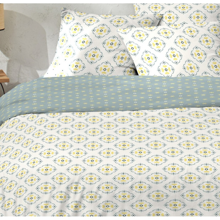 Parure Housse De Couette 3pcs Coton 51 Fils Creala Multico