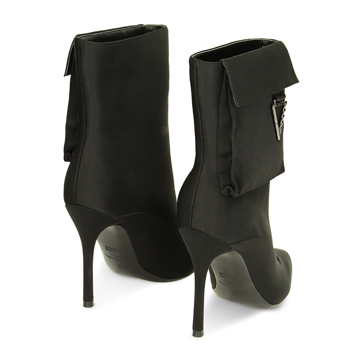 Botines cargo negros de tela, tacón de 10,5 cm