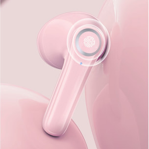 Ecouteurs Bluetooth rose