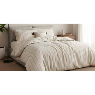 Parure housse de couette et taie(s) d'oreiller coton lavé tisse-teint