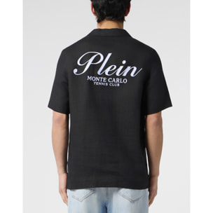 PHILIPP PLEIN Linen Bowling Shirt Tennis Club