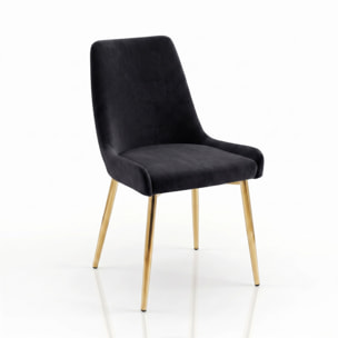 Sedia Imbottita in Effetto Velluto con Gambe Oro, Design Moderno ed Elegante per Sala da Pranzo, Cucina, Soggiorno, Studio e Ufficio