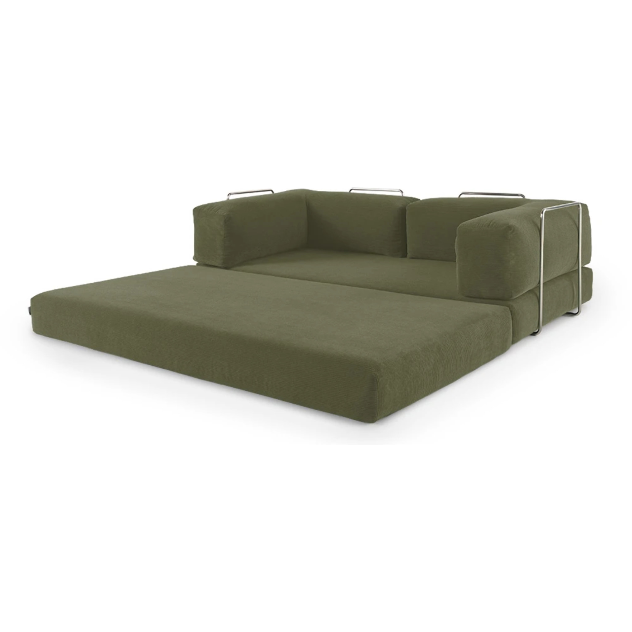 TRENDY - Canapé compressé 3 places modulable en velours côtelé kaki