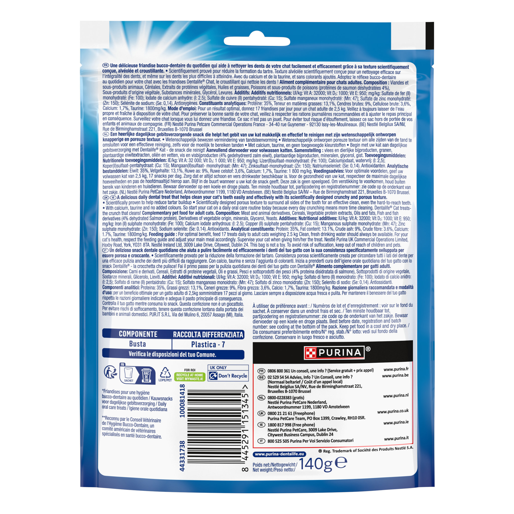 DENTALIFE Chat Friandises Saumon 140g - Lot de 5