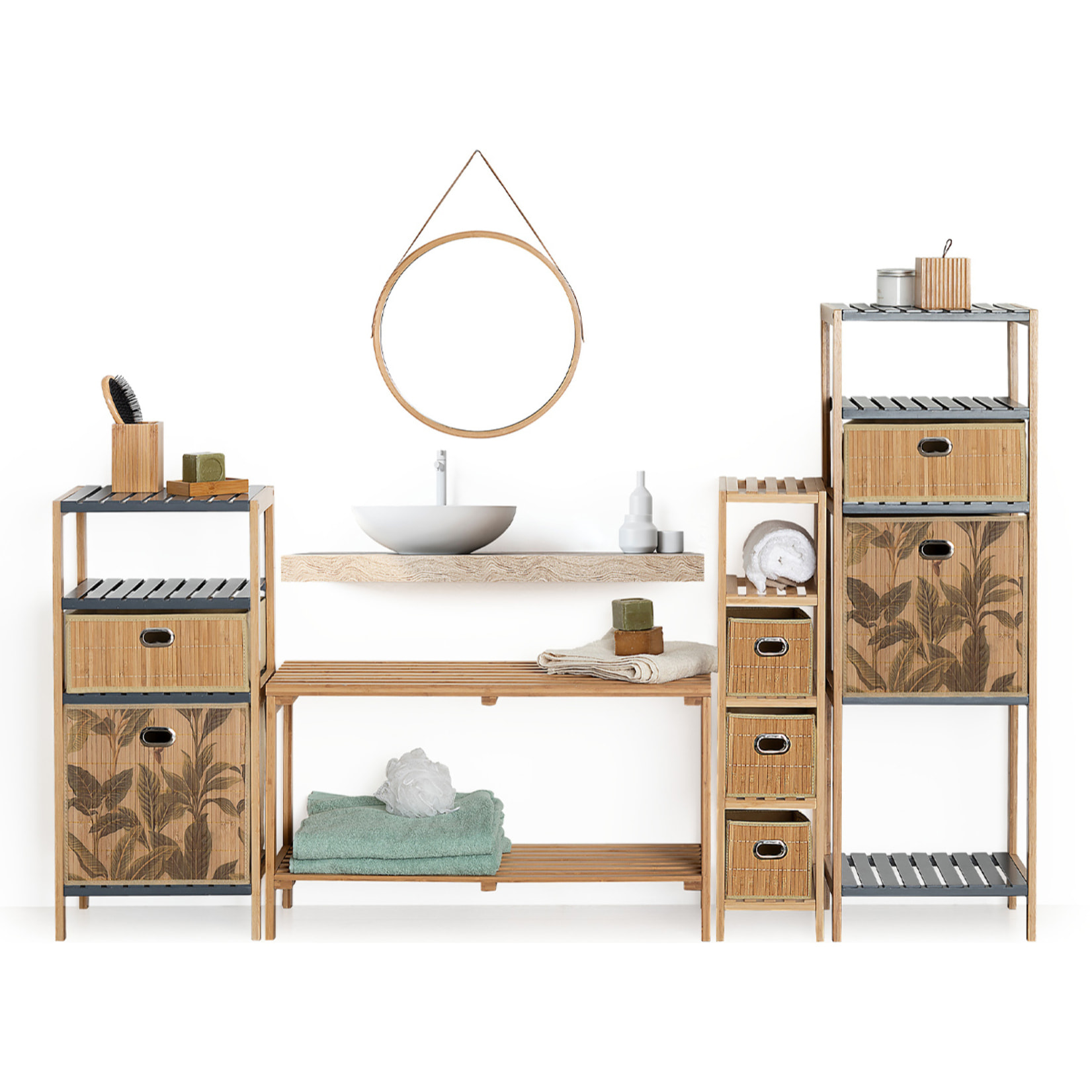 Panier 31x31cm Latte bambou motif Mix N' Modul