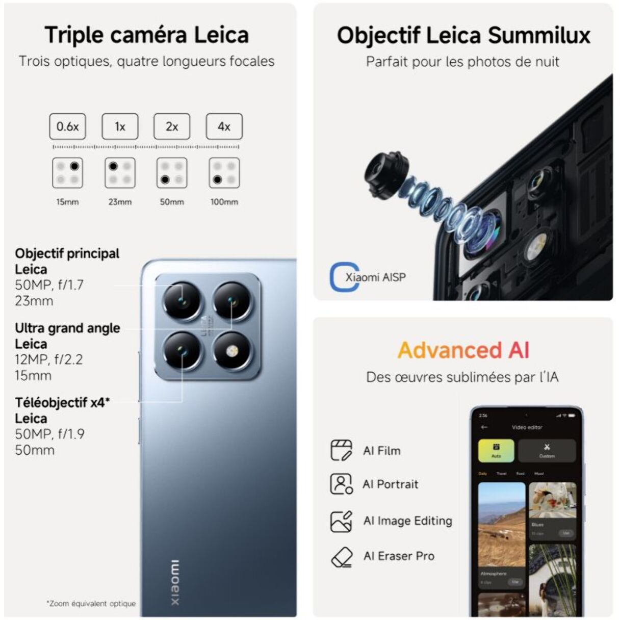 Smartphone XIAOMI 14T conçu avec Leica Bleu 256Go