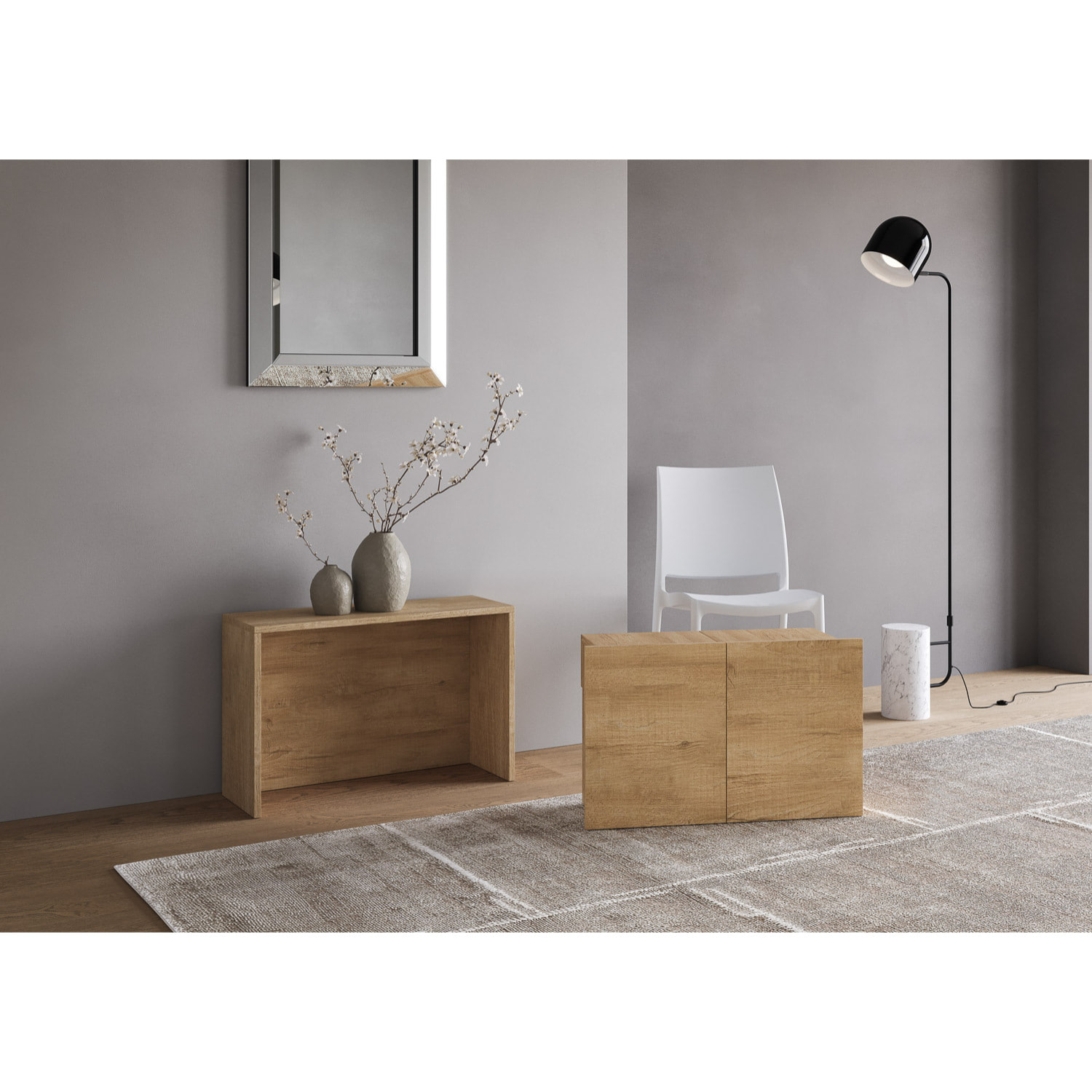 Panca inferiore allungabile 26x72/300 cm Evolve Quercia Natura allunghe interne