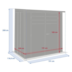 Abri de jardin Forgia gris graphite en acier galvalisé 191x117x200 cm
