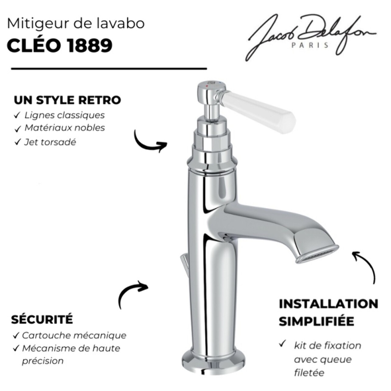 Mitigeur lavabo JACOB DELAFON Cléo 1889