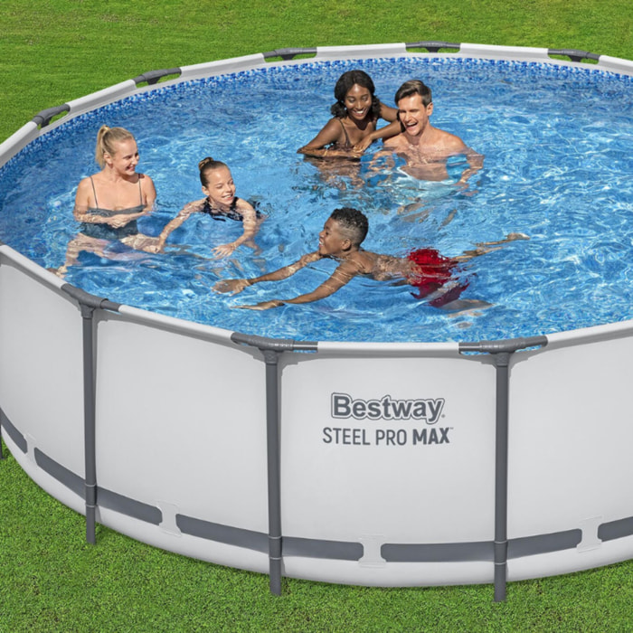 Bestway Piscine hors sol tubulaire ronde Bestway Steel Pro Max 457 x 122 cm gris clair sans accessoires