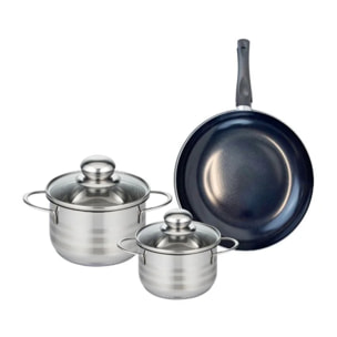 Ensemble de 1 Poêle de cuisson 20 cm et 2 faitouts 12 et 14 cm Elo Prima Brillant