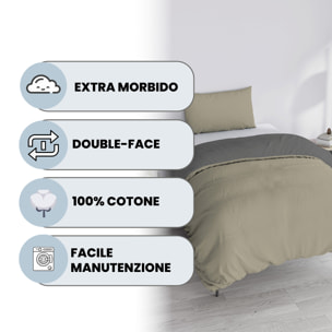 PARURE COPRIPIUMINO NATURAL COLOR SINGOLO - 100% COTONE MADE IN ITALY