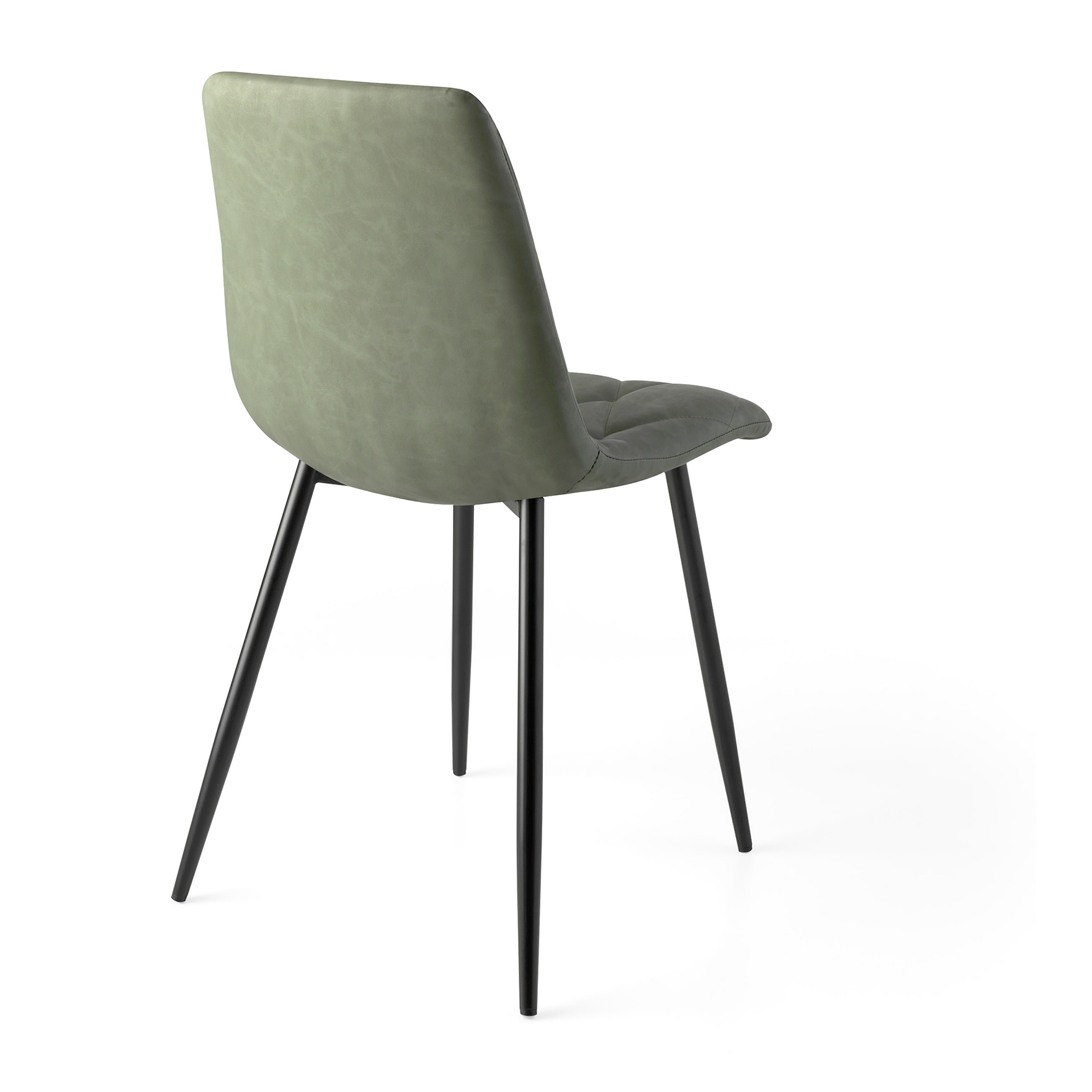 Set de 4 sillas – Polipiel verde acolchada y patas negras