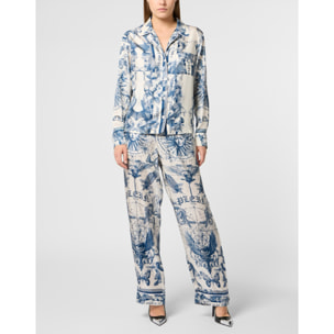 PHILIPP PLEIN Silk Pajama Shirt Butterfly Tattoo