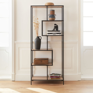 Etagère bibliothèque industrielle métal et décor bois 6 niveaux LOFT
