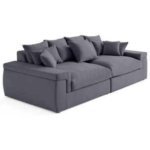 Sergio - canapé 4 places - assise profonde - en tissu - Gris