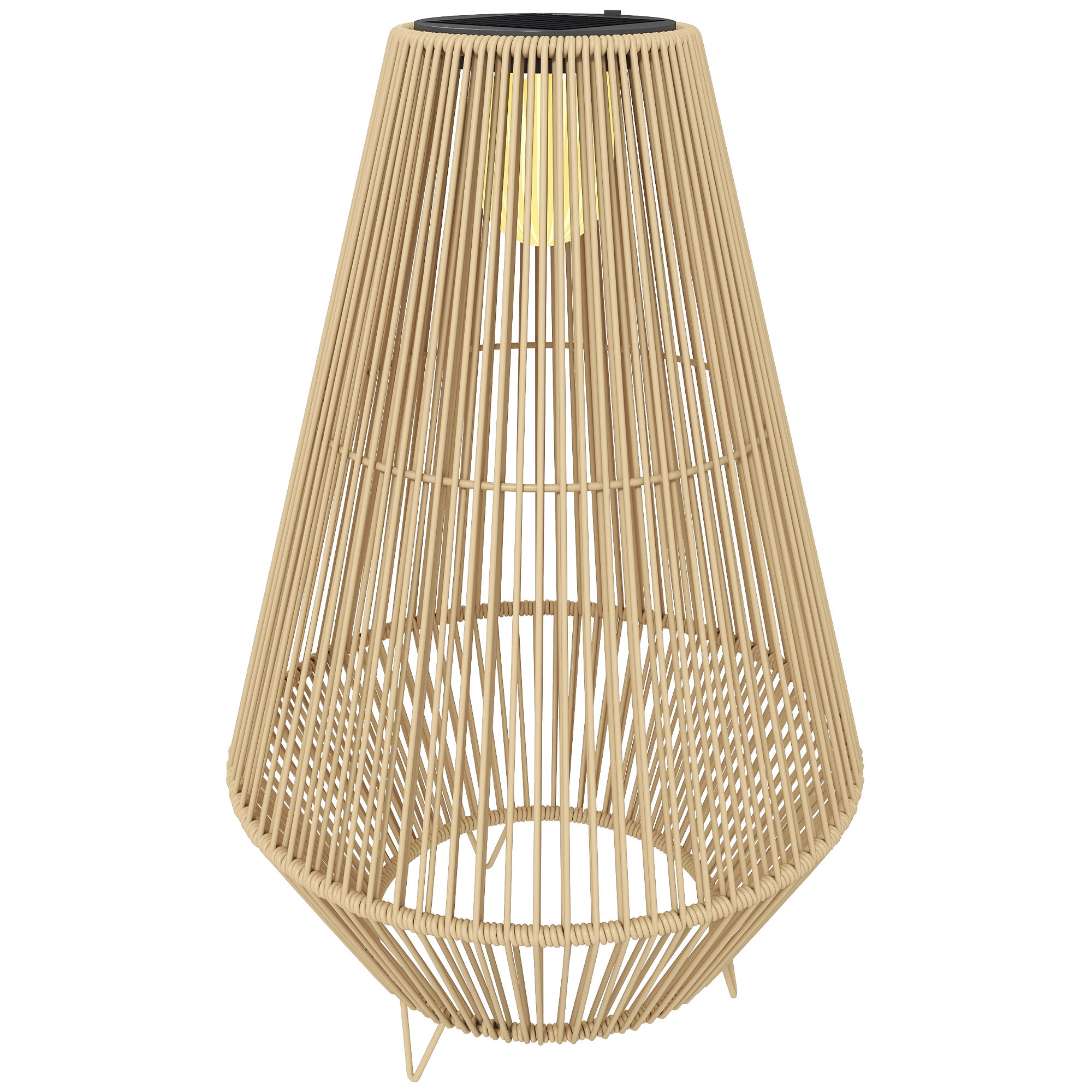 Lanterne solaire sans fil rechargeable résine tressée jaune