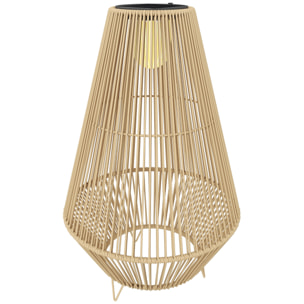 Lanterne solaire sans fil rechargeable résine tressée jaune