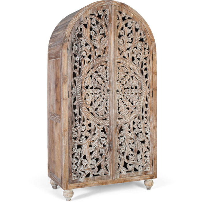 Armoire en bois de teck 100cm style boho sculpté