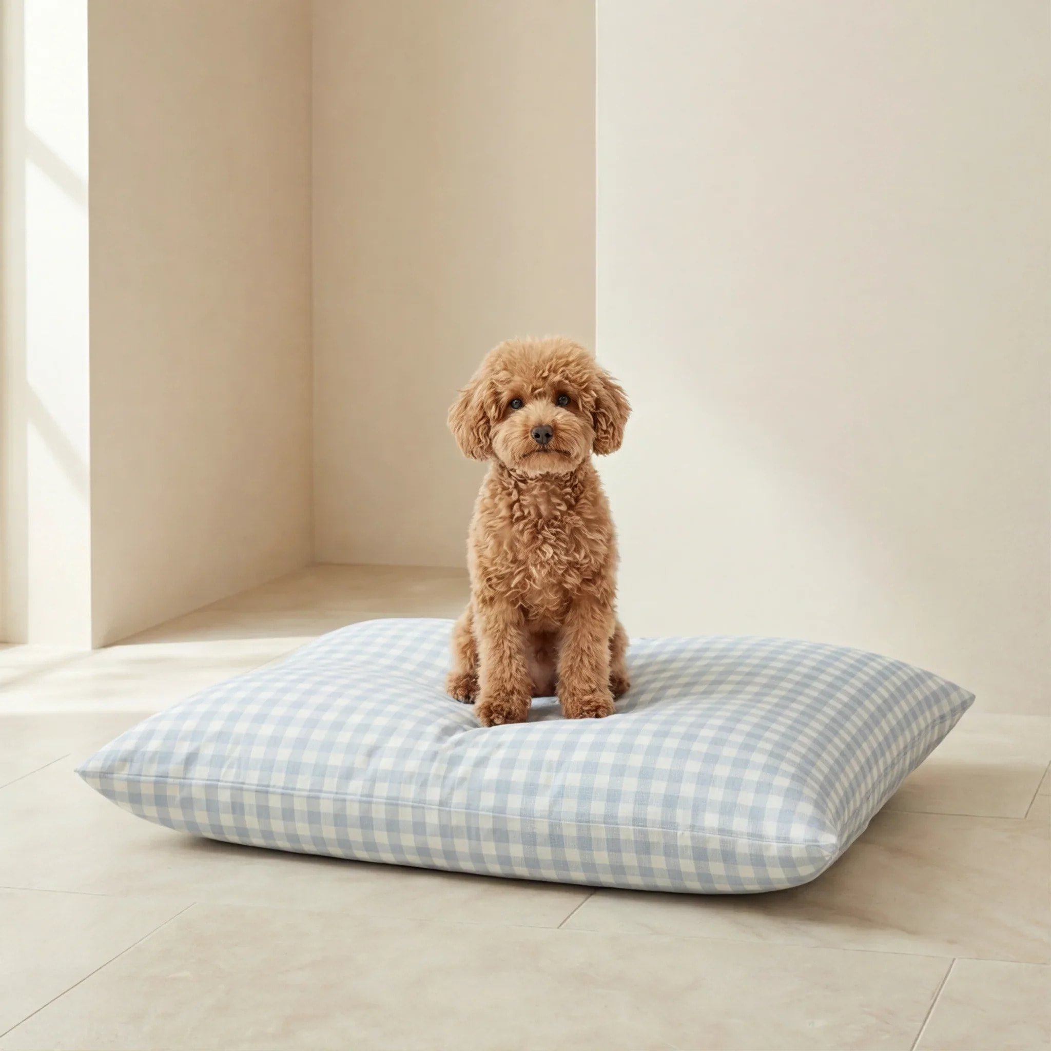 Lit pour animaux déhoussable et antitaches Calafat Bleu Clair