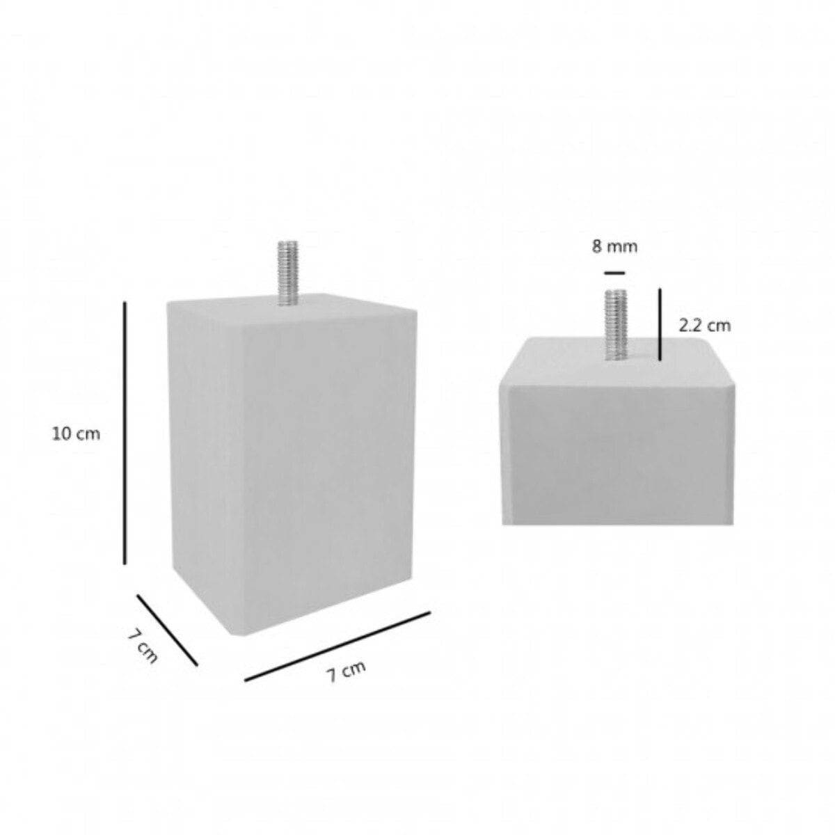 Pieds de lit 10 cm carrés en bois - 4 coloris - lot de 4 - EDDY